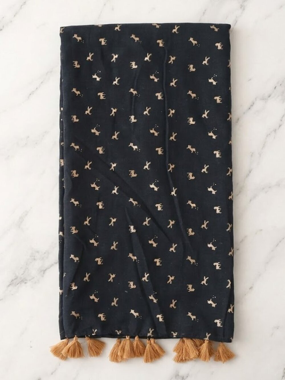 Ladies Navy Blue Animal Pattern Print Scarf - Lightweight Fashion Scarf